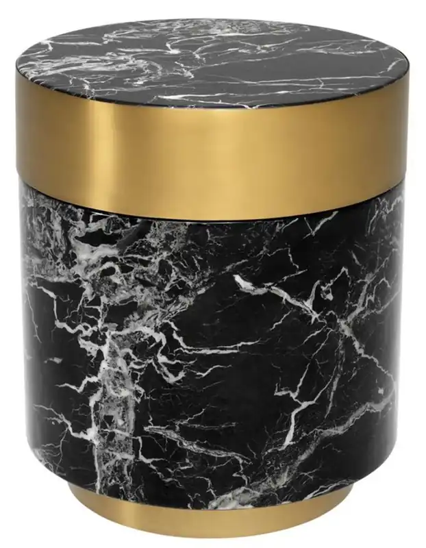 Saisonangebot Casa Padrino tavolino nero / ottone Ø 45 x H. 53 cm - Qualità di Lusso