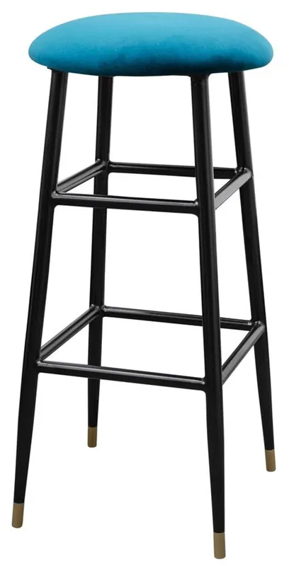 Neue Kollektion Casa Padrino sgabello da bar di lusso blu / nero Ø 37 x H. 76 cm - Sedia da Bar con Tessuto in Velluto
