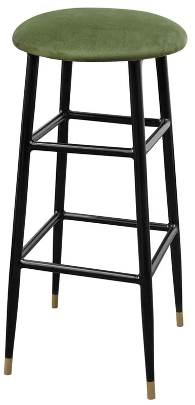 Neu Im Sortiment Casa Padrino sgabello da bar di lusso verde muschio / nero Ø 37 x H. 76 cm - Sedia da Bar con Tessuto in Velluto