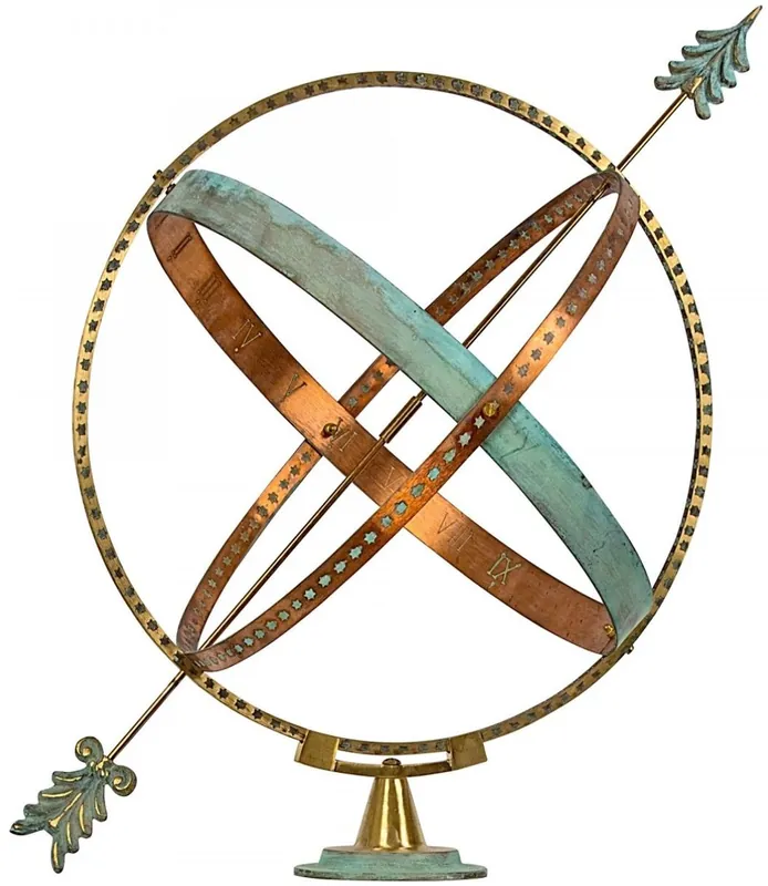 Casa Padrino Meridiana Art Nouveau Oro / Rame / Verde Menta Ø 50 x H. 60 cm - Decorazione da Giardino di Lusso Fatta a Mano Highlight