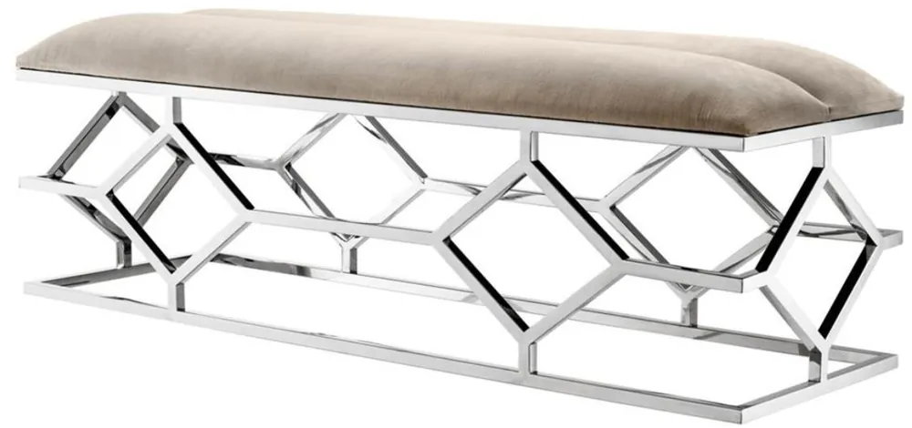 Markenprodukt Casa Padrino panca di lusso grigio / argento 140 x 45 x H. 48 cm - Arredamento di Lusso
