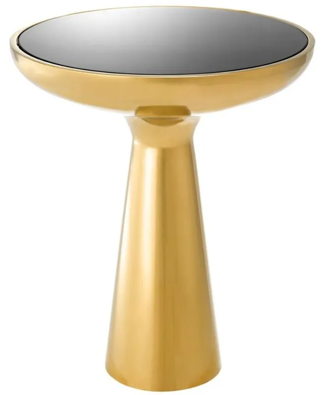 Angebot Casa Padrino tavolino di lusso oro / nero Ø 50 x H. 60 cm - Tavolo Rotondo in Acciaio Inox con Piano in Vetro
