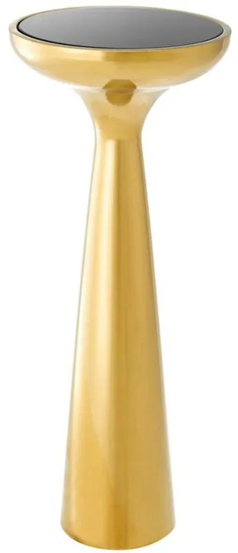 Neu Casa Padrino tavolino da salotto di lusso in acciaio inox con piano in vetro oro / nero Ø 29 x H. 71,5 cm - Arredo Hotel