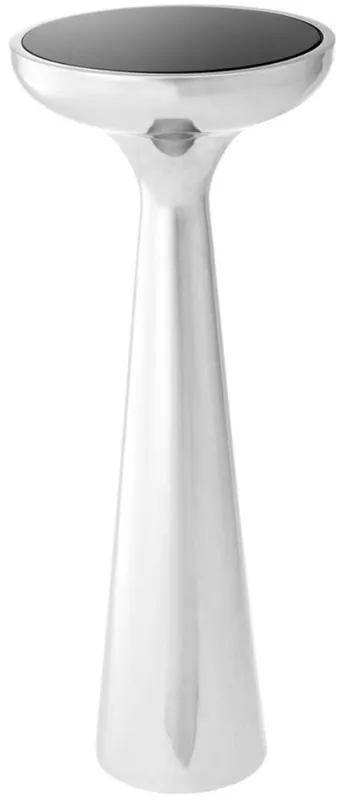 Casa Padrino tavolino da salotto di lusso in acciaio inox con piano in vetro argento / nero Ø 29 x H. 71,5 cm - Arredo Hotel Günstig