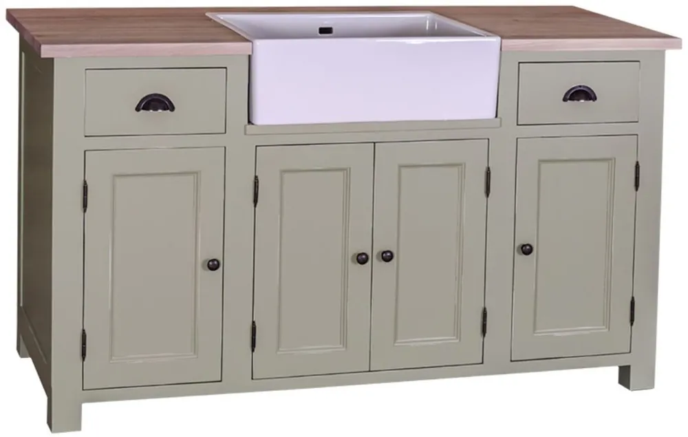 Super-Preis Casa Padrino mobile lavabo country style verde chiaro / colori naturali 155 x 65 x H. 90 cm - Mobile Lavabo con 4 Ante e 2 Cassetti