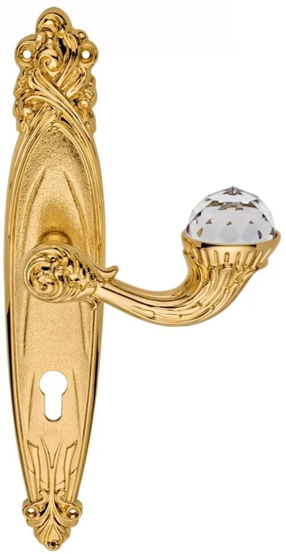 Casa Padrino set maniglia per porta Art Nouveau in vetro di lusso di con cristallo Swarovski oro 15,6 x H. 32,5 cm - Accessori Hotel Günstig