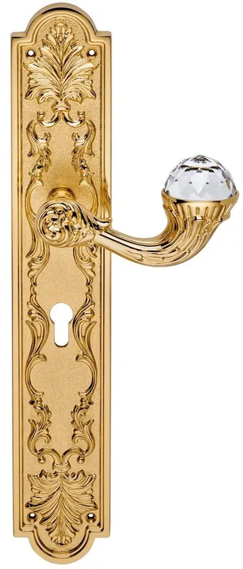 Sofort Bestellen Casa Padrino set maniglia per porta Art Nouveau in vetro di lusso con vetro cristallo Swarovski oro 16,4 x H 41,8 cm - Accessori Hotel Barocco e Art Nouveau
