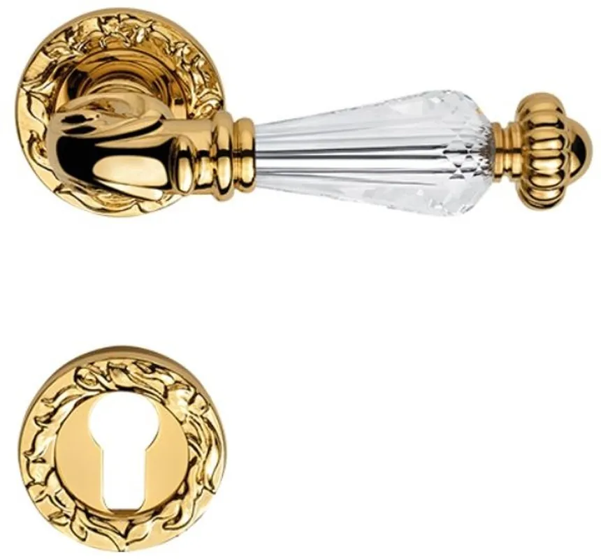 Casa Padrino maniglia per porta in ottone barocco di lusso con cristallo Swarovski oro 13,7 x H. 5,3 cm - Collezione di Lusso Preiswert
