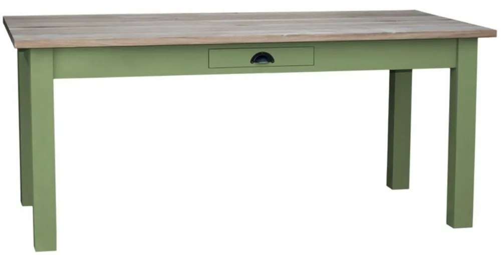 Schneller Versand Casa Padrino tavolo da pranzo stile country con cassetti verde / colori naturali - Varie Dimensioni - Mobili per Sala da Pranzo