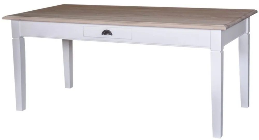 Angebot Casa Padrino tavolo da cucina stile country bianco / colori naturali - Varie Misure - Tavolo da Pranzo in Stile Country con Cassetto