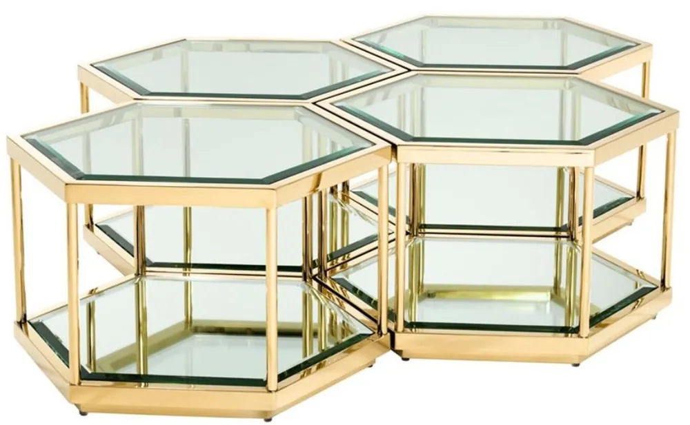 Casa Padrino tavolino da caffè / tavolo da salotto di lusso set di 4 oro 60 x 52 x H. 36 cm - Mobili per Soggiorno Neu Im Sortiment