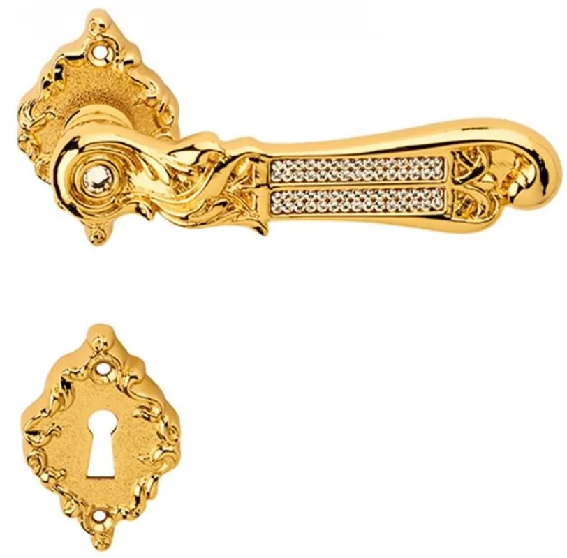 Casa Padrino set di maniglia di lusso barocco oro 14 x H. 6,5 cm - Set Maniglia con Cristallo Swarovski Markenware