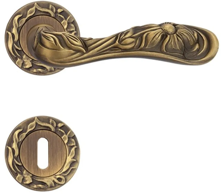 Highlight Casa Padrino set di maniglia per porta barocco ottone patinato 14 x H. 5,3 cm - Accessori per Hotel e Ristoranti Barocco
