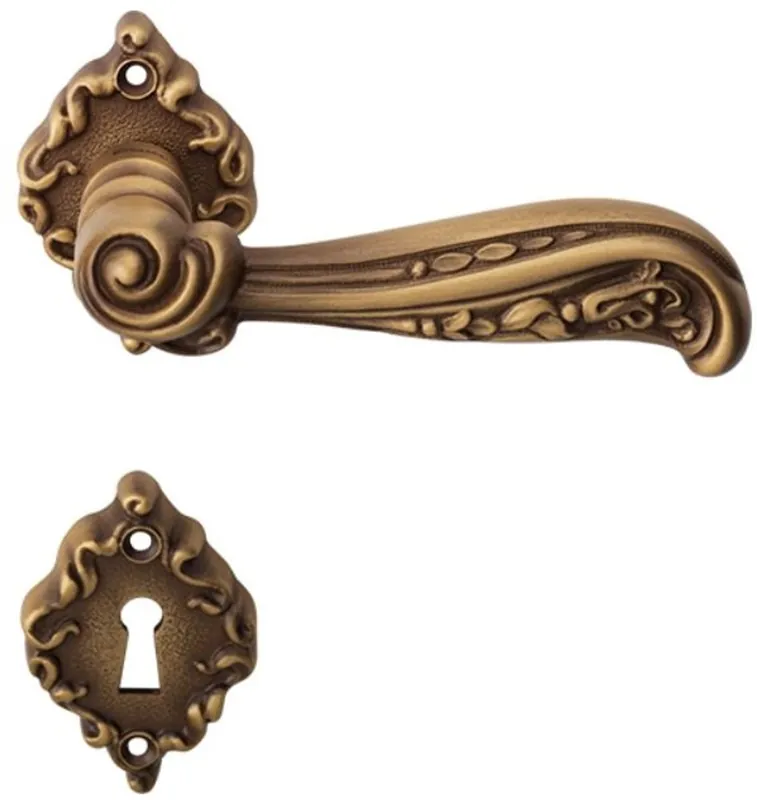 Casa Padrino set di maniglia per porta barocco ottone patinato 13 x H. 6,5 cm - Maniglie per Porte in Stile Barocco Billig