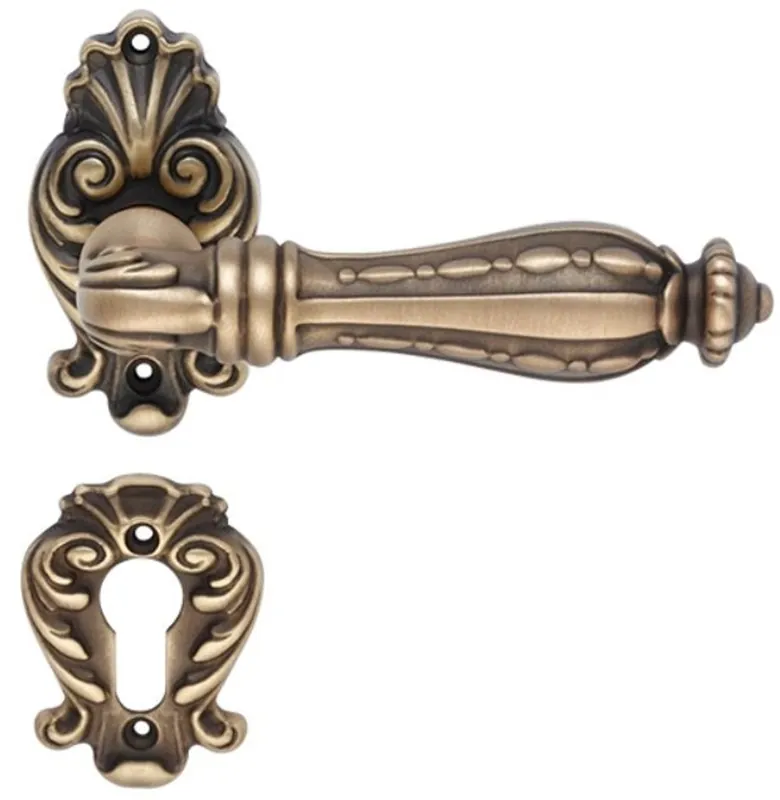 Preiswert Casa Padrino set di maniglia per porta barocco ottone patinato 14,8 x H. 8,2 cm - Mobili in Stile Barocco