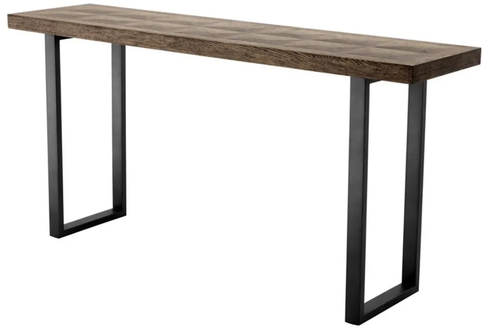 Casa Padrino Consolle marrone / bronzo 161 x 40 x H. 78 cm - Lussuosa Consolle da Salotto con Piano in Rovere Impiallacciato Solange Der Vorrat Reicht