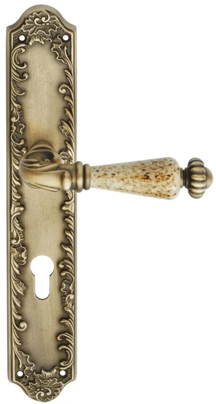 Günstig Casa Padrino set maniglia per porta barocco ottone patinato 14,5 x H. 30 cm - Set Maniglia per Porta Stile Barocco con Manico in Porcellana Nobile