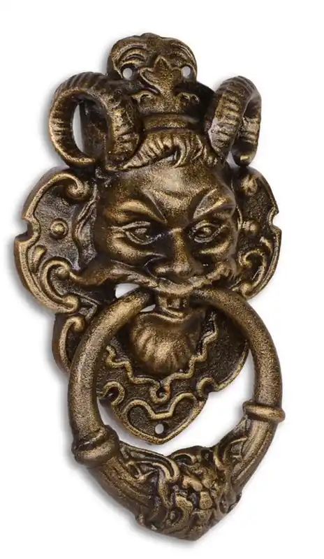 Porta battente di Casa Padrino Barocco Devil Face in ghisa color bronzo 32,7 cm - Antique Jugendstil Gründerzeit Bestseller