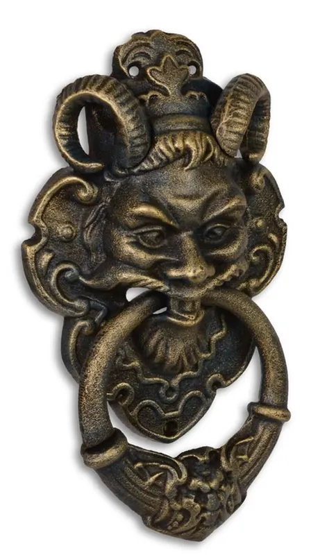 Angebot Porta battente di Casa Padrino Barocco Faccia Diavolo in ghisa color ottone 32,7 cm - Antique Jugendstil Gründerzeit