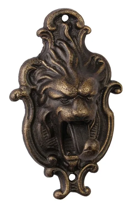 Battente per porta Casa Padrino Testa di leone barocco con linguetta in ghisa 18,4 cm - Antique Jugendstil Gründerzeit Nur Für Kurze Zeit