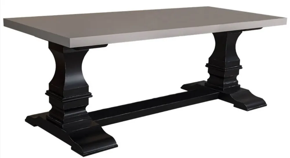 Casa Padrino Tavolo da Cucina Stile Country Grigio / Nero Antico 210 x 90 x H. 78 cm - Tavolo da Pranzo in Stile Country Zertifiziert