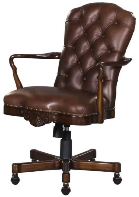 Solange Der Vorrat Reicht Casa Padrino sedia da ufficio / sedia girevole in vera pelle di lusso marrone 63 x 68 x H. 102 cm - Mobili da Ufficio di Lusso