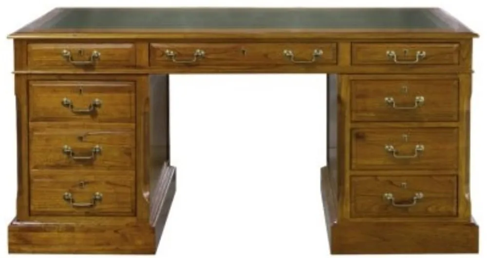 Casa Padrino lussuosa scrivania con anta e 6 cassetti marrone / verde 160 x 80 x H. 79 cm - Mobili per Ufficio Sonderaktion