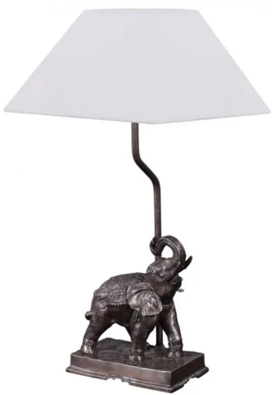 Saisonangebot Casa Padrino lampada da tavolo elefante bronzo 35 x 29 x H. 50 cm - Lampada da Tavolo di Lusso con Paralume Bianco