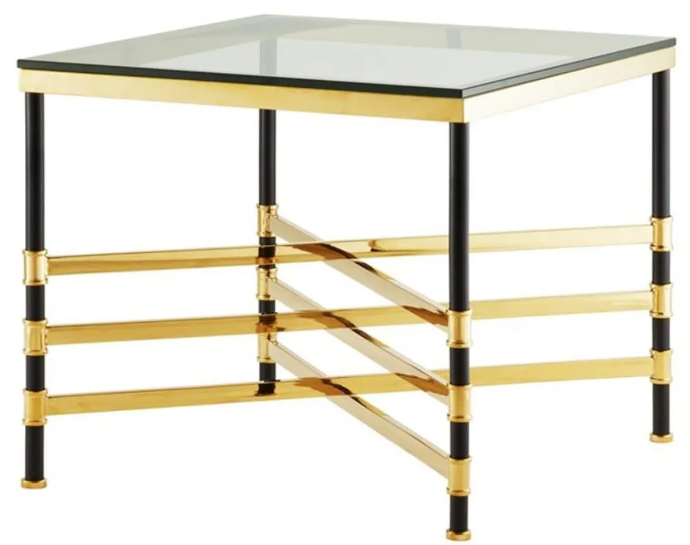 Casa Padrino tavolino da salotto soggiorno oro / nero 65 x 65 x H. 55 cm - Arredo Soggiorno di Lusso Jetzt Bestellen