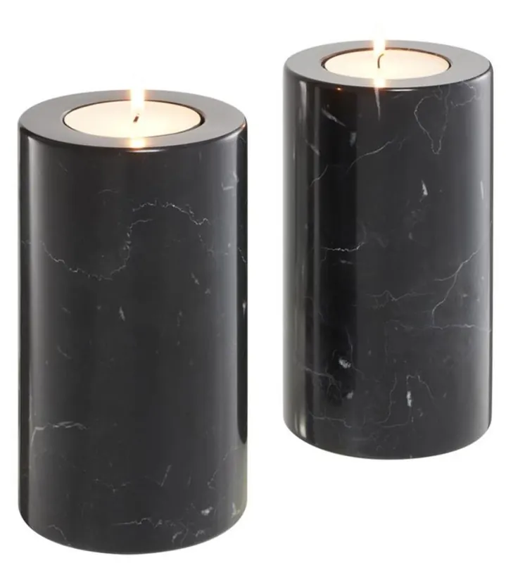 Casa Padrino set di portacandele in marmo di lusso nero Ø 10 x H. 18 cm - Accessori Decori per Hotel e Ristoranti Sichere Zahlung