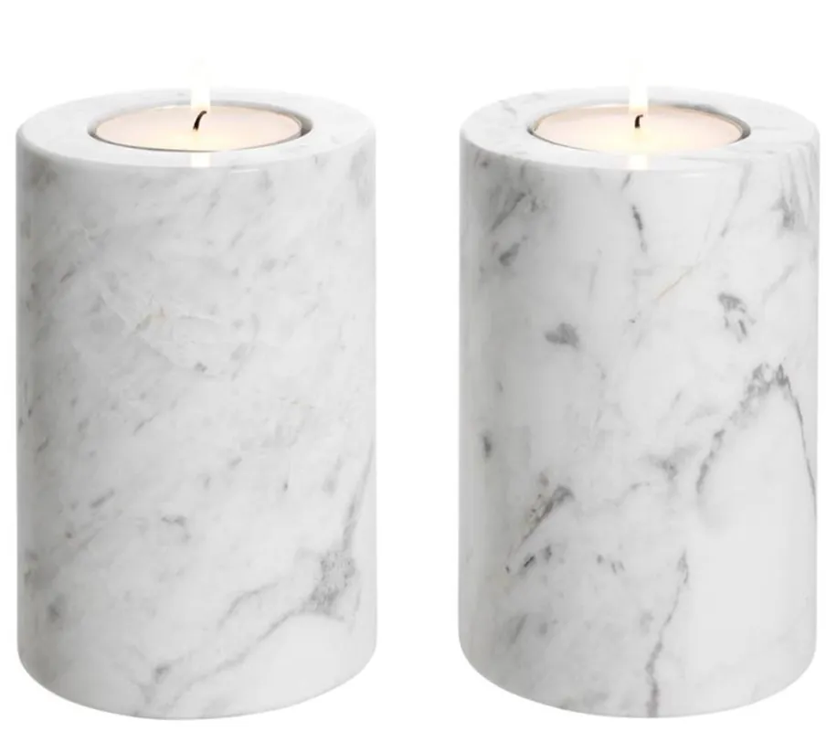 Casa Padrino set di portacandele in marmo di lusso bianco Ø 10 x H. 15 cm - Qualità di Lusso Knallerangebot