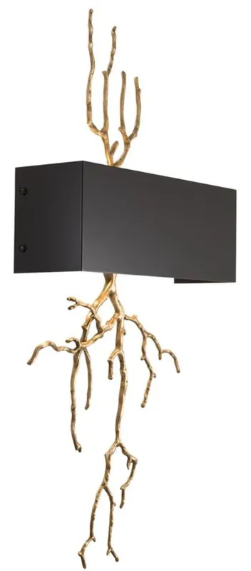 Günstig Casa Padrino lampada da parete di lusso in ottone con paralume in metallo ottone antico / nero 40,5 x 12,5 x H. 84 cm - Mobili di Lusso