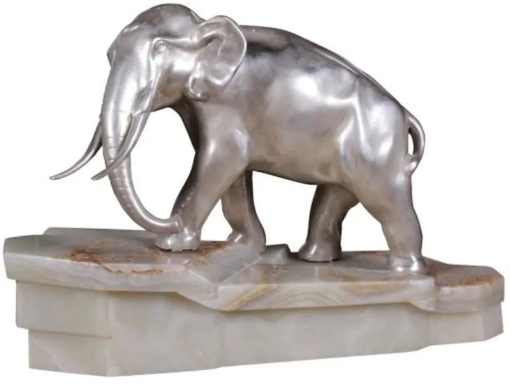 Casa Padrino elefante in bronzo di lusso su base in marmo argento / bianco 44 x 19 x H. 30 cm - Qualità di Lusso Saisonangebot