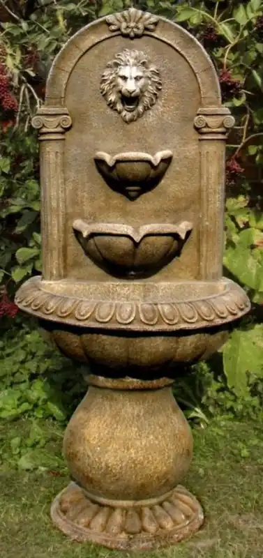 Begrenztes Angebot Casa Padrino Fontana da Muro Barocco Leone 45 x H. 103 cm - Fontana da Giardino in Pietra Artificiale in Stile Barocco