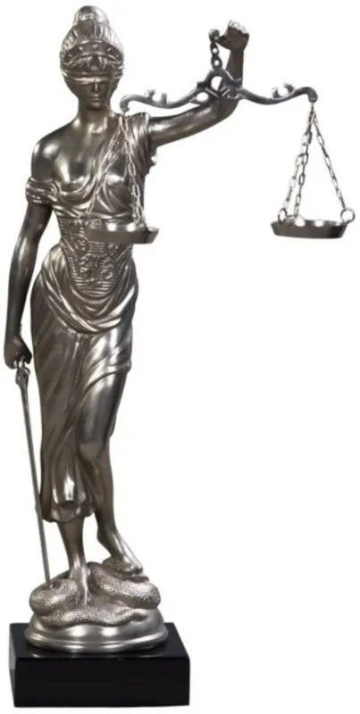 Letzte Chance Casa Padrino figura di bronzo di lusso signora di giustizia su base in legno di mogano argento / nero 45 x 25 x H. 80 cm - Collezione di Lusso