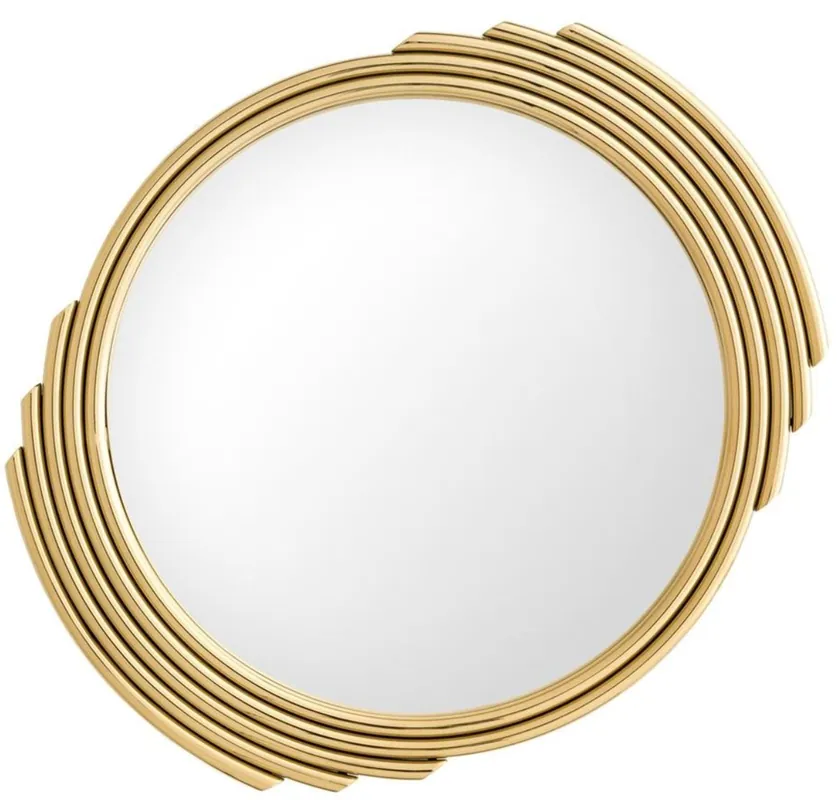 Casa Padrino specchio in acciaio inossidabile di design oro Ø 100 cm - Lussuoso Specchio da Parete per Soggiorno Zertifiziert