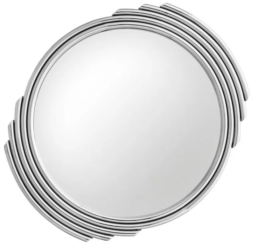 Casa Padrino specchio in acciaio inossidabile di design argento Ø 100 cm - Lussuoso Specchio da Parete per Soggiorno Echt