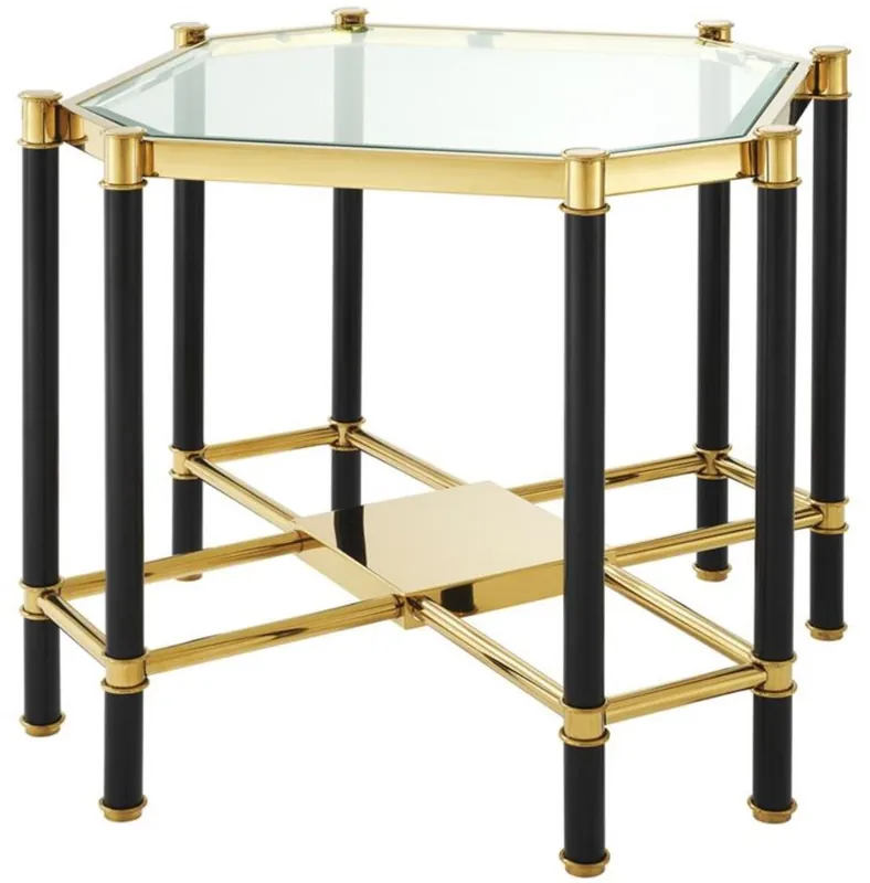 Casa Padrino tavolino di lusso con piano in vetro oro / nero 72,5 x 72,5 x H. 55,5 cm - Mobili Soggiorno Preisknaller