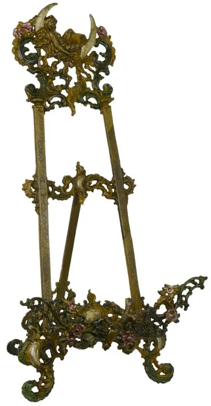 Casa Padrino cavalletto Art Nouveau marrone antico ottica ruggine / multicolor H. 59 cm - Cavalletto in Ghisa con Cavalletto Pieghevole Highlight