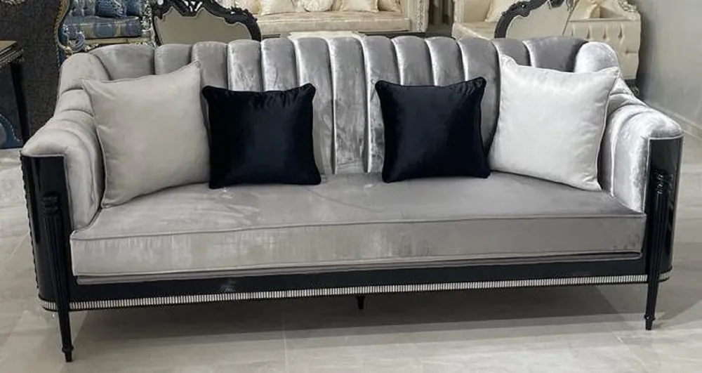 Meistverkauft Casa Padrino divano da soggiorno barocco di lusso grigio / nero - Divano in stile barocco fatto a mano - Mobili da soggiorno di lusso in stile barocco - Mobili barocchi