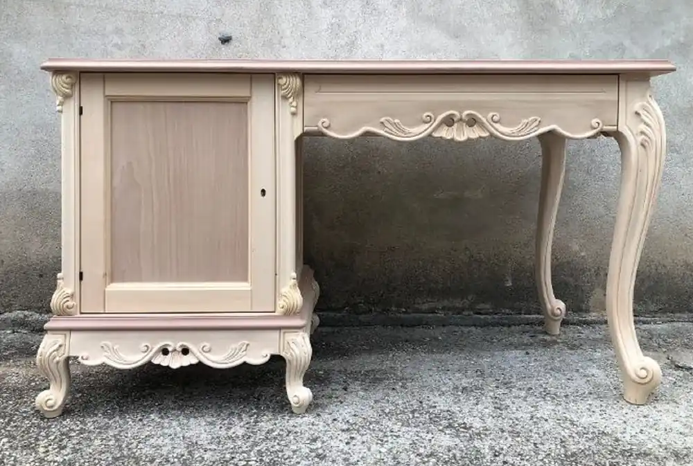Nur Heute Casa Padrino scrivania barocco di lusso con anta e cassetto bianco / oro - Magnifico tavolo da ufficio in legno massello fatto a mano - Mobili per ufficio barocco - Fatto in Italia