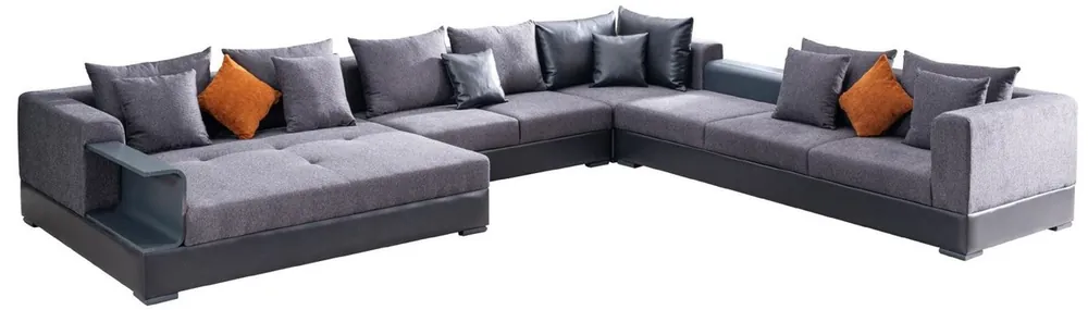 Must-Have Casa Padrino divano angolare di lusso blu 445 x 370 cm - Divano da soggiorno - Mobile da soggiorno - Mobile di lusso - Arredamento soggiorno di lusso