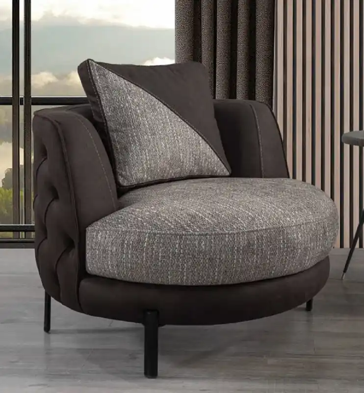Casa Padrino poltrona Chesterfield di lusso grigio / marrone / nero 100 x 96 x A. 75 cm - Poltrona da soggiorno - Mobili da soggiorno - Mobili Chesterfield - Mobili di lusso Angebot