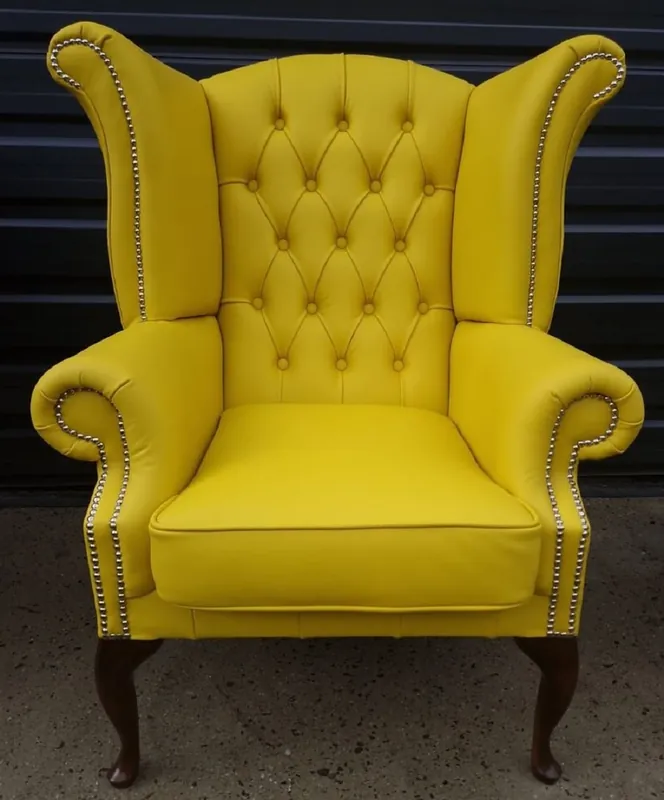 Casa Padrino poltrona Chesterfield di lusso giallo / marrone scuro 98 x 90 x A. 110 cm - Poltrona soggiorno Chesterfield in vera pelle - Mobili per Soggiorno Chesterfield di Lusso in Pelle Angebot