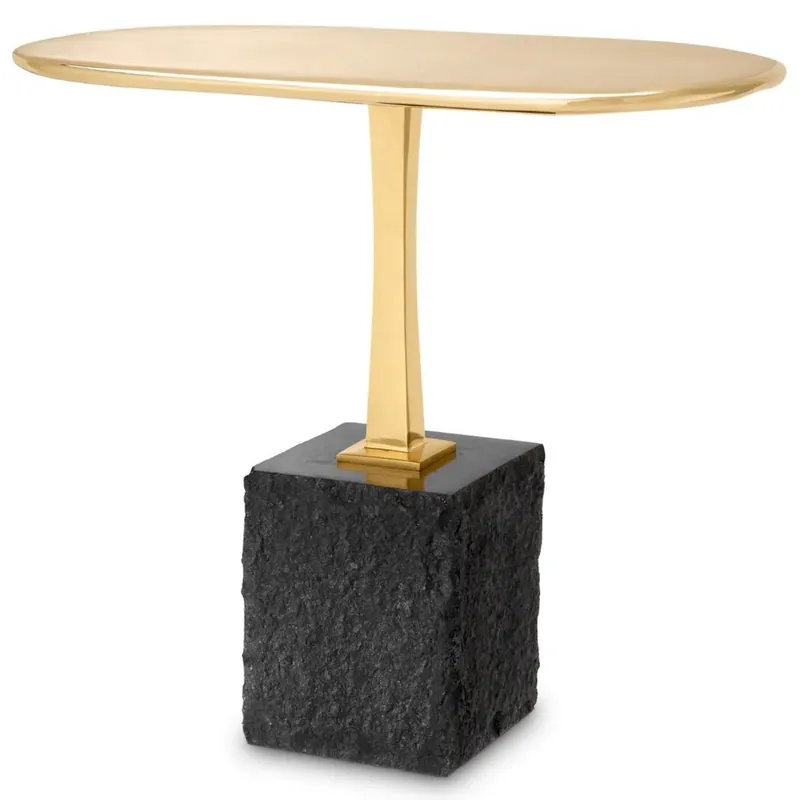 Casa Padrino tavolino di lusso ottone / nero 56 x 36 x A. 50 cm - Tavolo ovale in ottone con base in granito - Mobili di lusso - Mobili da soggiorno - Arredi di lusso Neue Ware