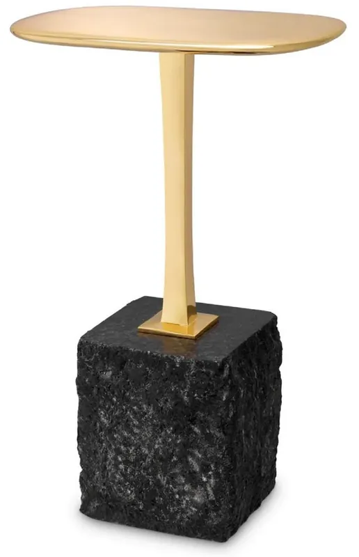 Neue Ware Casa Padrino tavolino di lusso ottone / nero 35 x 25 x A. 54,5 cm - Tavolo in ottone con base in granito - Mobili di lusso - Mobili da soggiorno - Arredi di lusso