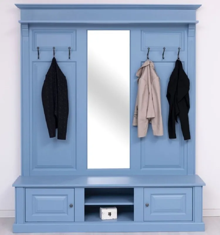 Casa Padrino armadio stile country azzurro 180 x 41 x A. 210 cm - Armadio in legno massello con specchio - Mobile armadio in legno massello - Mobile armadio stile country Direktkauf