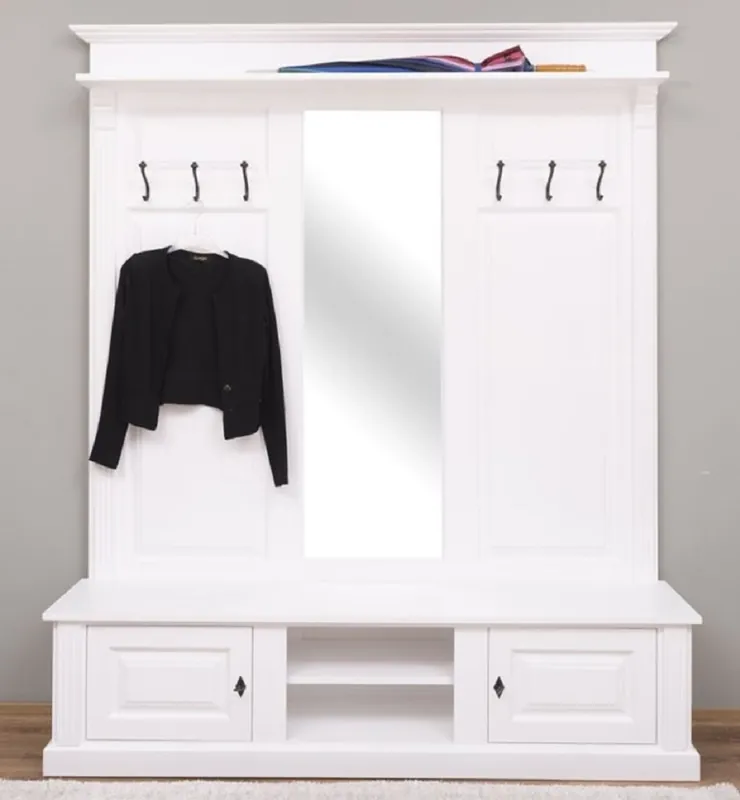 Casa Padrino armadio stile country bianco 180 x 41 x A. 210 cm - Armadio in legno massello con specchio - Mobile armadio in legno massello - Mobile armadio stile country Preisreduziert