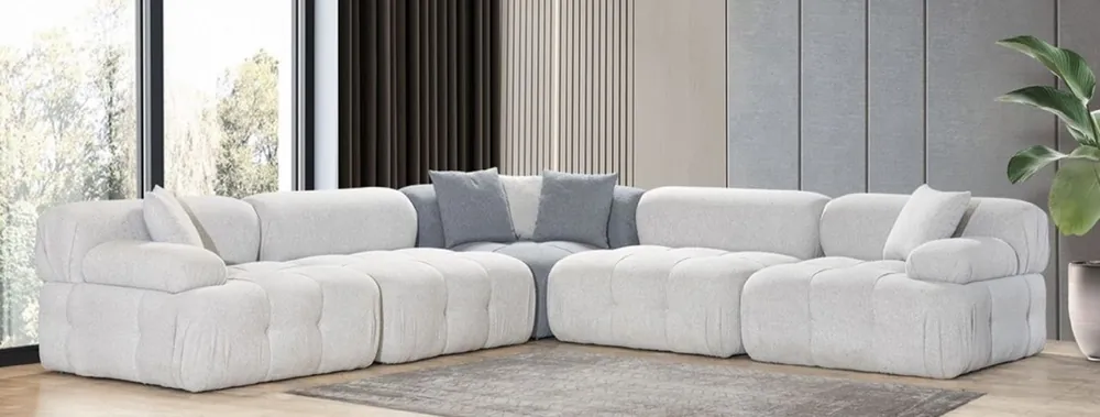 Casa Padrino divano angolare da soggiorno di lusso grigio chiaro / grigio 295 x 295 x A. 70 cm - Divano componibile in 5 pezzi - Divano hotel - Mobili soggiorno - Mobili hotel - Mobili di lusso Knallerangebot