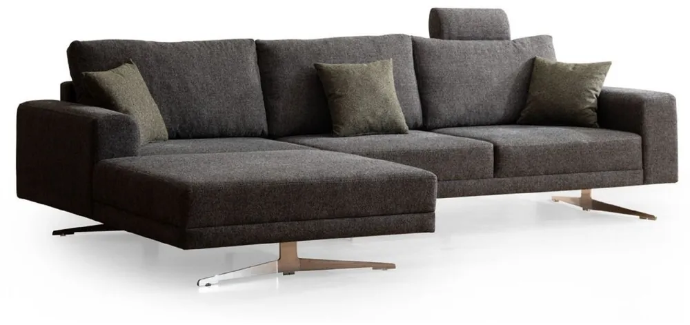 Casa Padrino divano angolare di lusso grigio / argento 310 x 180 x A. 70 cm - Divano soggiorno - Mobili soggiorno - Mobili di lusso - Arredamento di lusso Bestseller